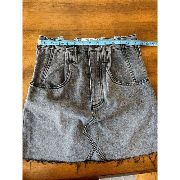 Free People charcoal denim paper bag mini skirt women’s size 25 - Picture 7 of 8